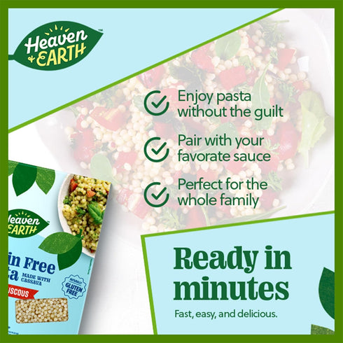 8oz (3 Pack) Heaven & Earth Grain Free Pasta, Cassava Pearled Couscous, | Paleo Pasta | Vegan | Certified Gluten Free |