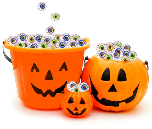 (2 Halloween Peanut Butter Spooky Eye Balls, Trick-Or-Treat Party Bag Fillers, Individually Wrapped in Multi-color Eye