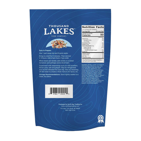 32 8 1 20+ Thousand Lakes Bean and Vegetable Dry Soup Mix - pound | Low Sodium | No Fat | High Fiber | Servings | Vegan
