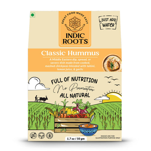 Organic Roots Indic Roots - Classic Hummus - Clean Label Fresh Wholesome Ingredients, No