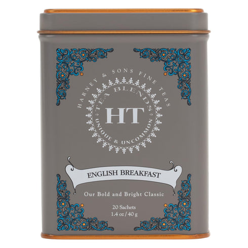 Harney & Sons English Breakfast Tea, Caffeinated, 20ct sachet tin, HT Tea