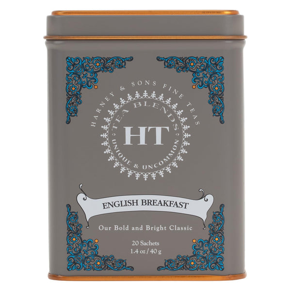Harney & Sons English Breakfast Tea, Caffeinated, 20ct sachet tin, HT Tea