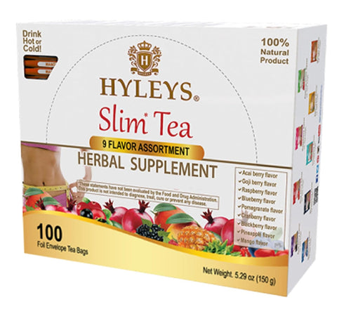 HYLEYS Slim Tea 9 Flavor Assortment 100 Ct - Weight Loss Herbal