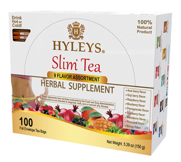 HYLEYS Slim Tea 9 Flavor Assortment 100 Ct - Weight Loss Herbal