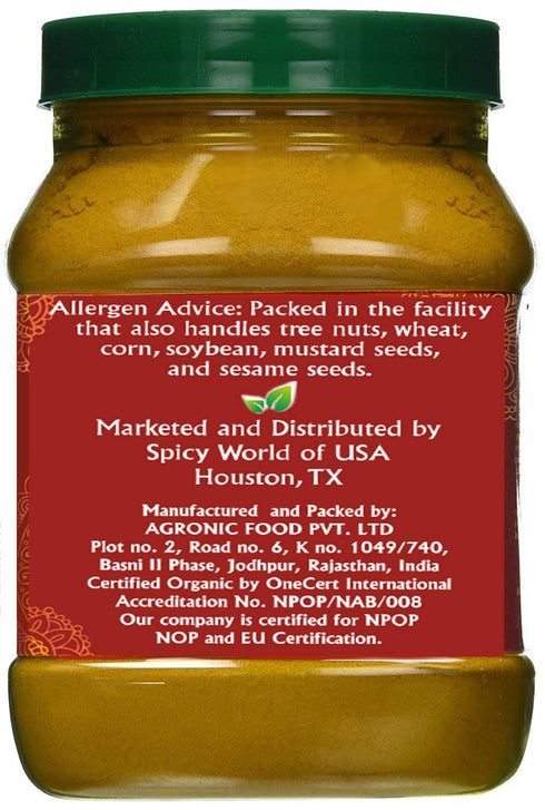 1 100% Organic Turmeric Powder Pound Jar by Jiva Organics - Raw with Curcumin - Lab Tested & Reports Available - Raw