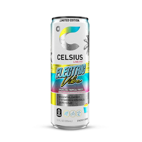 12 Oz (Pack 12) CELSIUS Sparkling Electric Vibe, Functional Energy Drink Fl
