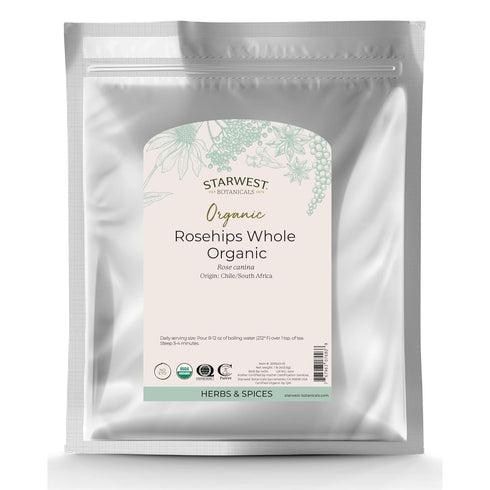 Starwest Botanicals Rosehips Whole Organic - Dried Herb for Tea & Baking,