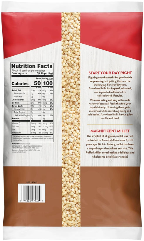 Generic 6 oz (Pack 2) Arrow-head Mills Puffed Millet Cereal, Bag