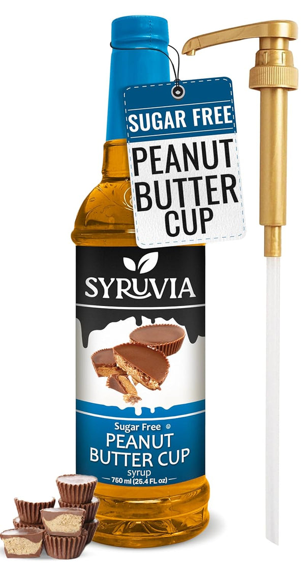 Syruvia Sugar Free Coffee Syrup, Peanut Butter Cup Flavored Syrup for Drinks,