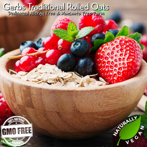 2 lbs. 14 Gerbs Gluten-Free Traditional Rolled Oats | Premium Grade, Resealable Bag | Hearty Texture, Ideal for Baking