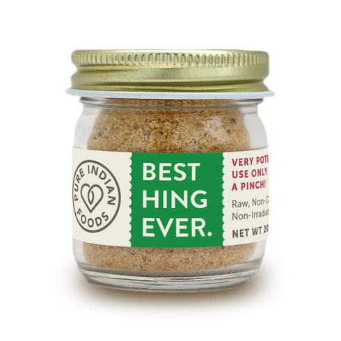 Pure Indian Foods Best Hing Ever (Asafoetida Powder), Indian Spice for Garlic & Onion Substitute, 20g Glass Bottle
