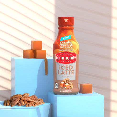 Community 13.7 (Pack 1) Coffee Caramel Pralines and Cream Iced Latte Ready To Drink, Ounce Bottle