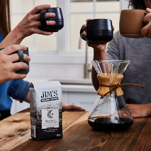 (11oz) -100% Jims Organic Coffee Blend X AKA Witches Brew: Whole Bean Very Dark Roast Arabica Coffee Beans - USDA
