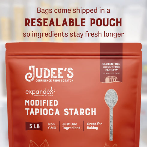 80 Oz Judee's Gluten Free Expandex Modified Tapioca Starch - Smooth Sauce Thickener & Tapioca Pudding - Gluten-Free