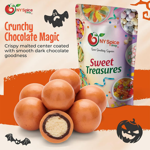 3 NY Spice Shop Pumpkin Spice Chocolate Malt Balls - Pound Festive Malted Milk Candy Holiday Gift - Chocolate Malted