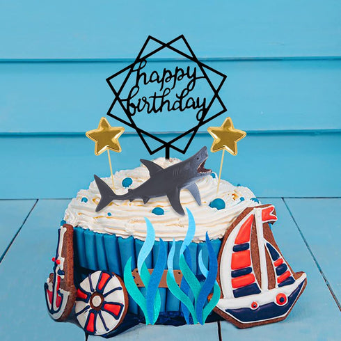 9 Pack Shark Cake Topper Figurines, Shark Decoration for Kids Baby Shower Ocean Theme Birthday Party