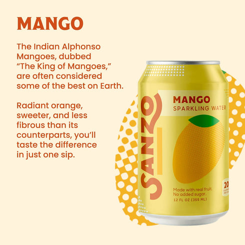 Pack 12-Pack 12 Oz Sanzo Flavored Sparkling Water Variety - - Calamansi (Lime), Lychee (Berry) and Mango (Alphonso)