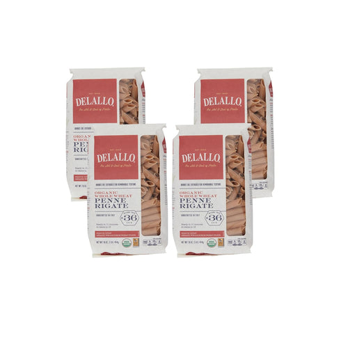 DeLallo Whole Wheat Penne Pasta, 1 Pound Bag, (4 Pack), 100% Certified