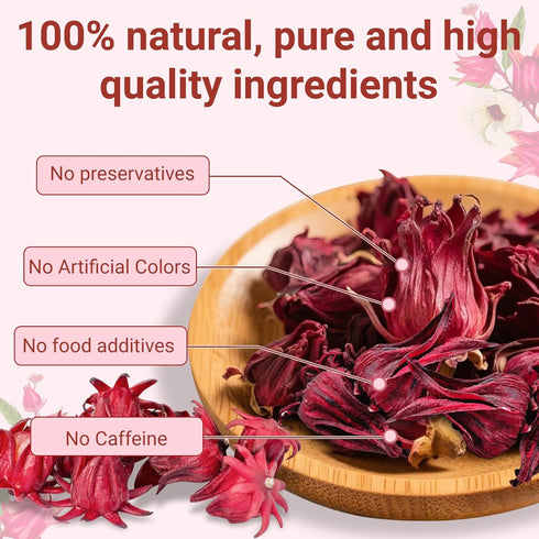 Oryvox 100% Free-50 Count (Pack 1) Hibiscus Tea Bags, Natural Hibiscus Flowers Herbal High Blood Pressure Tea Bags, No