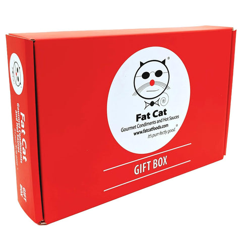 Pack Set Mild Heat Natural Hot Sauce Four Bottle Gift Box Variety Bundle by Fat Cat Gourmet | Mild to Medium Heat