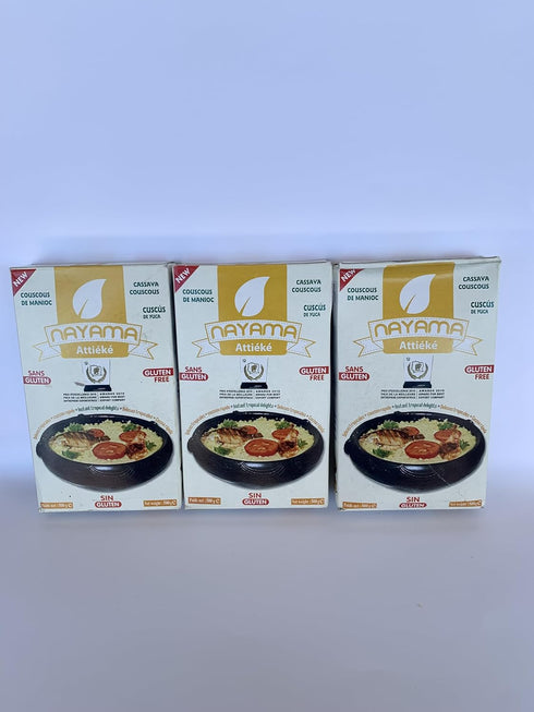 Nayama Attieke Cassava Couscous 3x500g with free 2oz free NIREDS GINGER POWER.