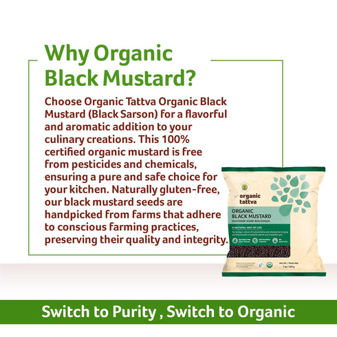 (7 oz/200 Organic Tattva Black Mustard Seed gm) - Organic Mustard Seeds for Cooking & Seasoning - Whole Spices