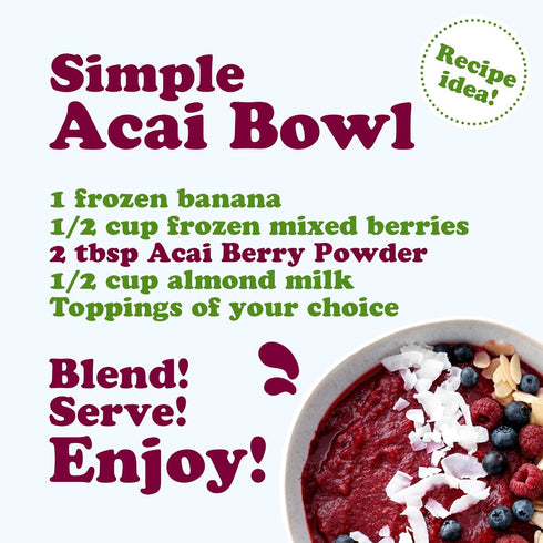 8 Food to Live Organic Freeze-Dried Acai Berry Powder, Ounces - Non-GMO, Kosher, Raw, Vegan, Unsweetened, Unsulfured