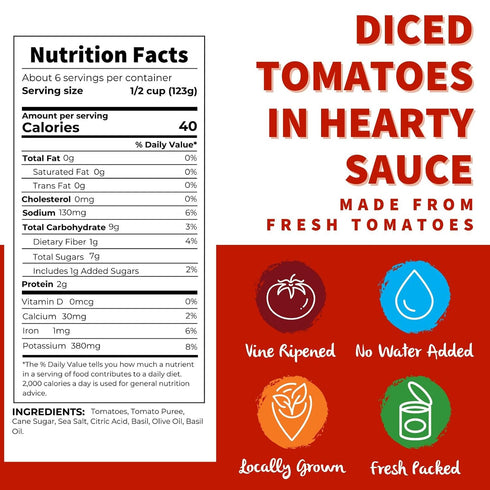 (28 oz. 6 pack) 5th Dei Fratelli Diced Tomatoes in Hearty Sauce cans; - Generation Recipe