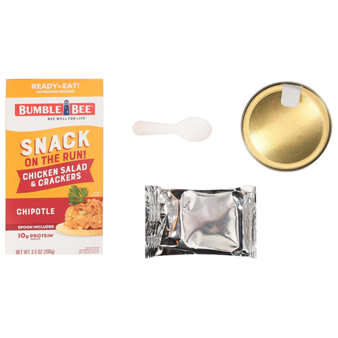 Pack 10g (Pack 12) Bumble Bee Snack On The Run! Protein Snack - Chipotle Chicken Salad with Crackers - Protein per Box