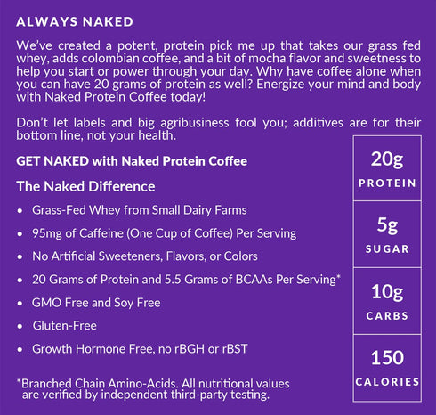 17 NAKED Mocha Latte Protein Coffee - Premium Colombian Iced Coffee Protein Shake Drink, Delicious Keto Friendly