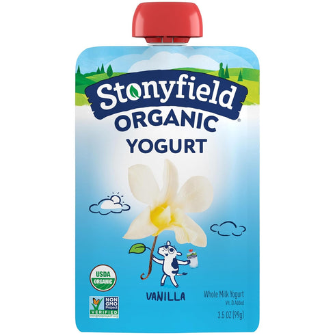Stonyfield Organic Kids Vanilla Whole Milk Yogurt Pouch, 3.5 oz., Single Serving Snack
