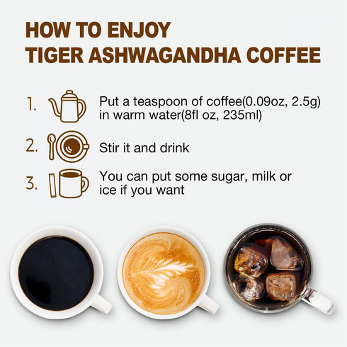 Tiger Ashwagandha Mushroom Instant Coffee with Arabica by LOKO nature | 30 servings