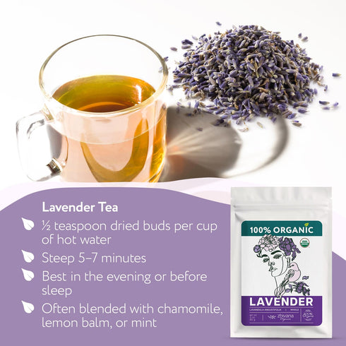 3oz. Culinary Lavender Flowers Organic - Dried Food Grade Lavender for Drinks, Cooking & Baking - Edible & Aromatic T