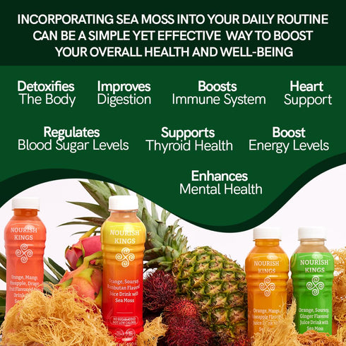 Nourish Kings All-Natural Juice with Sea Moss - Soursop Rambutan Flavor