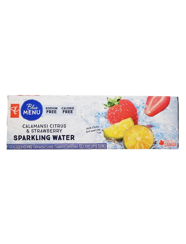 PRESIDENT'S CHOICE PC Calamansi Citrus & Strawberry Sparkling Water 355ml Each Can (12 Pack)