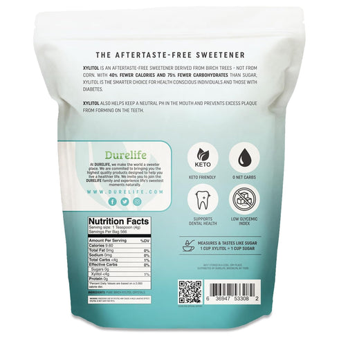 5 LB (80 OZ) 100% Packaged DureLife XYLITOL Sugar Substitute Bulk Made From Pure Birch Xylitol NON GMO - Gluten Free