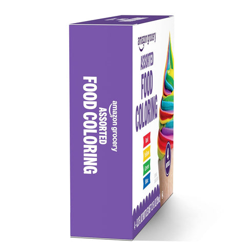 1.2 Oz Amazon Grocery, Assorted Food Coloring, Contains Red, Blue, Green, Yellow Bottles, Fl