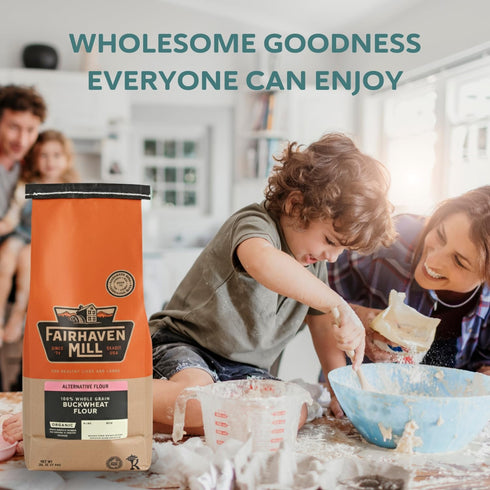 5 lbs Fairhaven Mill Organic Buckwheat Flour - Whole Grain, Naturally Gluten-Free and USDA Organic Certified - Perfect