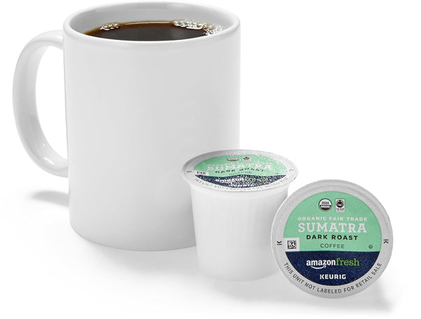 Amazon Fresh AmazonFresh 80 Ct. Organic Fair Trade K-Cups, Sumatra Dark Roast, Keurig K-Cup