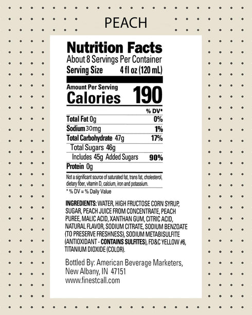 1 (33.8 Oz), Pack 3 Finest Call Premium Peach Fruit Puree Drink Mix, Liter Bottle Fl