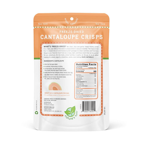 Pack 24 (0.53 oz Nature's Turn Freeze-Dried Fruit Snacks, Cantaloupe and Pear Crisps, of Each)
