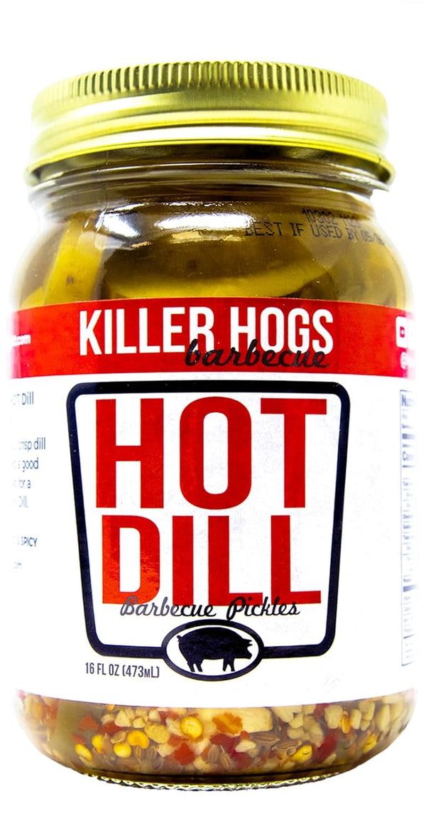 Killer Hogs Hot Dill Pickles for BBQ and Grill Sides, Meat Sandwiches,