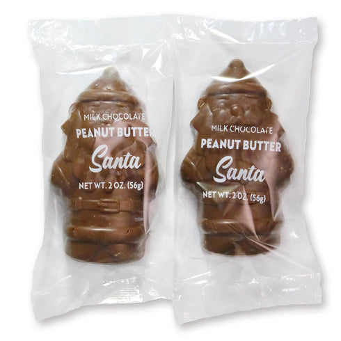 2oz 8 Pack Milk Chocolate Peanut Butter Santa - Holiday Candy - Creamy Milk Chocolate Filled with Smooth Peanut Butter