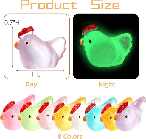 120 Pack Lyellfe Mini Resin Chicken, Cute Animals Miniature Figures, Colorful Tiny Chicken Cake Topper for DIY Project