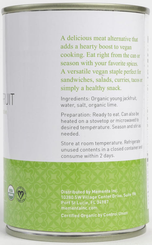 14.1 oz (Pack 3) Mementa Inc Organic Young Jackfruit in Brine, of - Vegan Meat Alternative, Plant Based Meat, Jackfruit