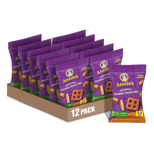 Annie's Organic Cheddar Snack Mix With Assorted Crackers and Pretzels, 2.5 oz