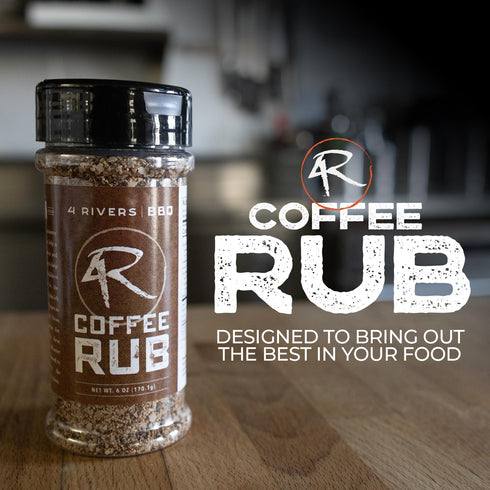 4 pack 6 oz Rivers Smokehouse Coffee Dry Rub; multi-regional BBQ flavor, gluten free, great for a variety of brisket