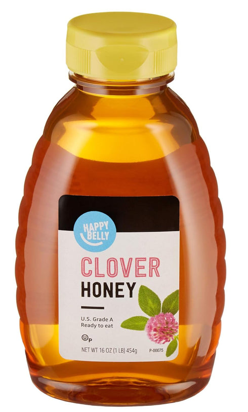 Amazon Brand - Happy Belly Clover Honey, 1 pound (Pack of 1)