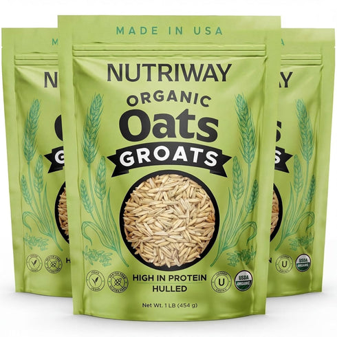 NUTRIWAY Organic Oat Groats - High-Protein Whole Grain Oats - Vegan, Non-GMO,