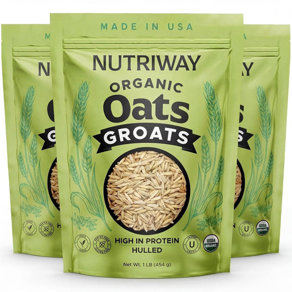 NUTRIWAY Organic Oat Groats - High-Protein Whole Grain Oats - Vegan, Non-GMO,